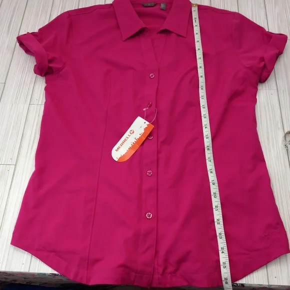 Merrell Core Woven Button Front Collar Top - Picture 11 of 12